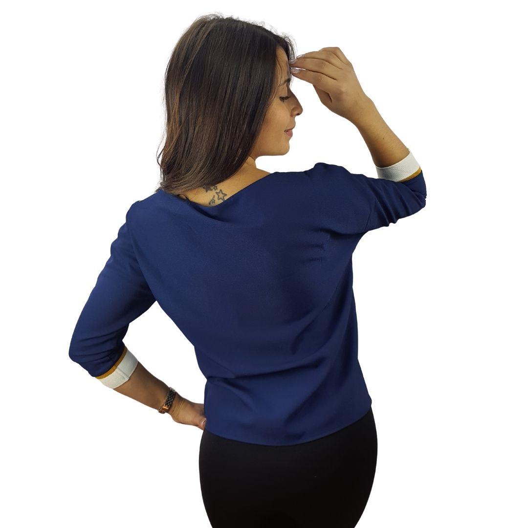 Blusa Vero Moda Azul Style ELISABETH 3/4 TOP(NC)