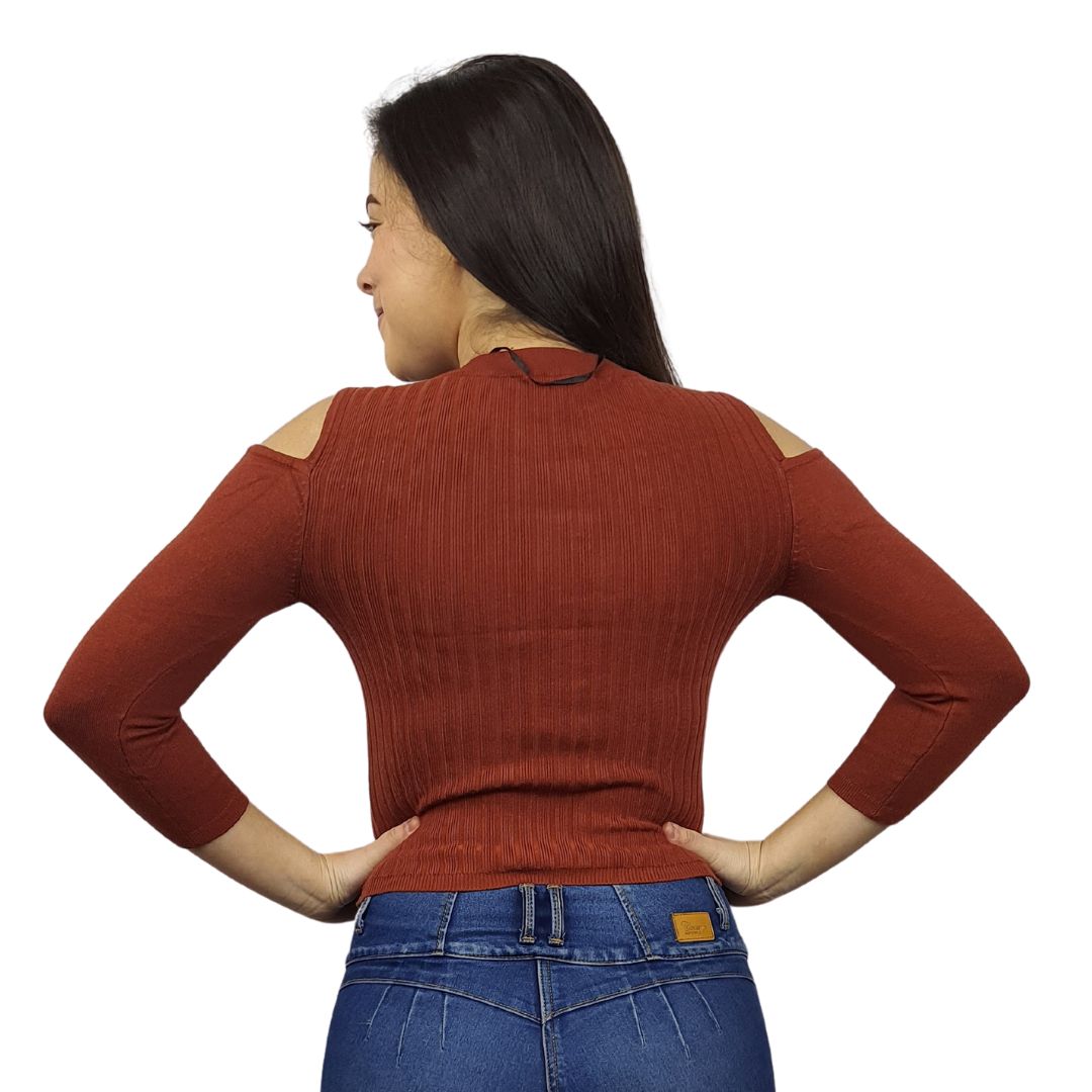 Blusa Vero Moda Marron Style SUNNY 3/4 KNIT(BT)