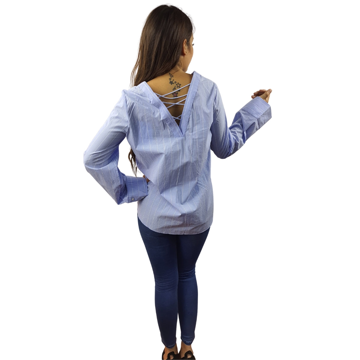 Blusa Vero Moda Azul Claro Style TATE STRIPE L/S TOP(NC)