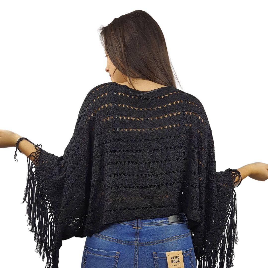 Poncho Vero Moda Negro Style HEATHER L/S KNIT(EL)