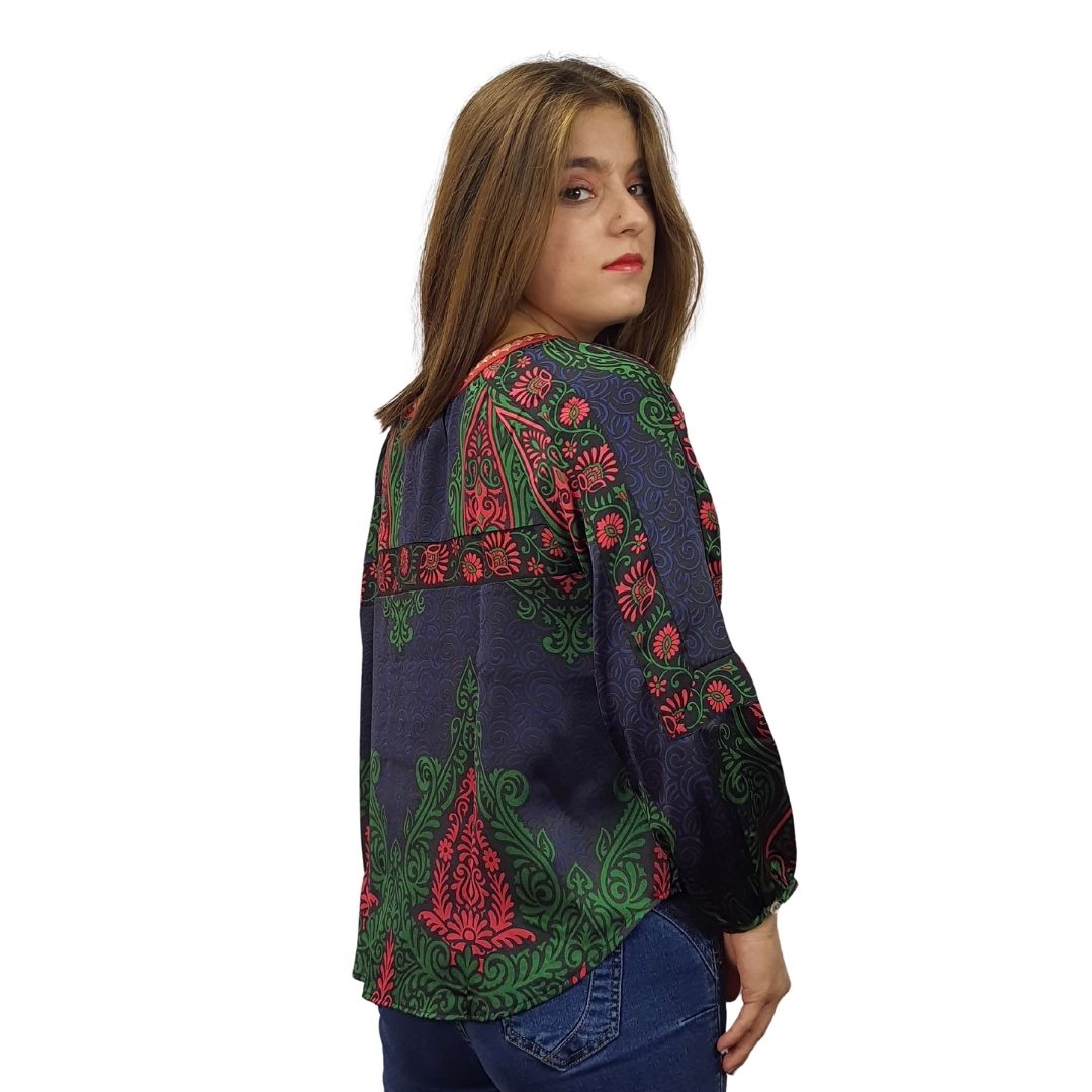 Blusa Rapsodia Kulum Zhou Sari Negro