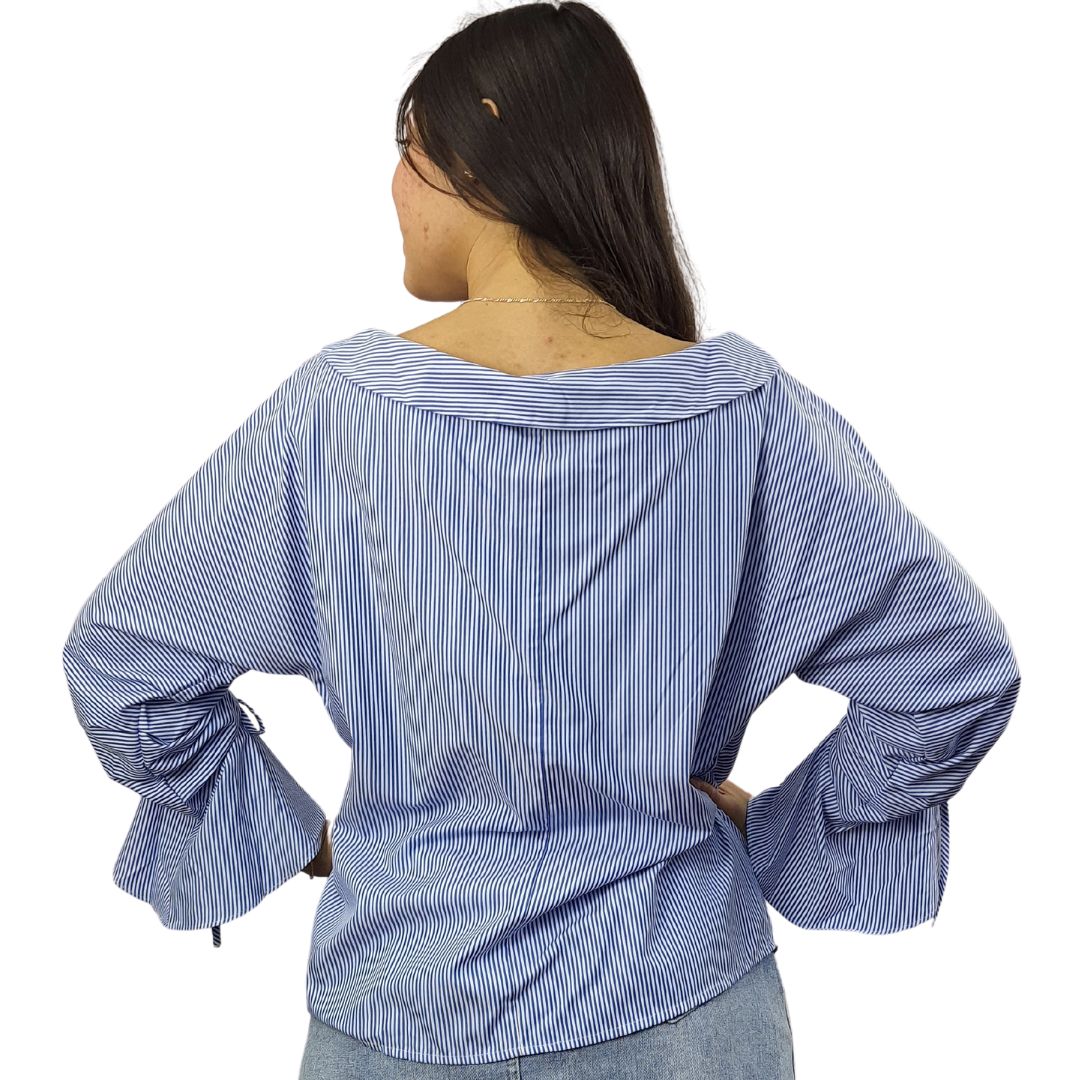 Blusa Vero Moda Azul Style NICE STRIPE 3/4 SHIRT(NC)