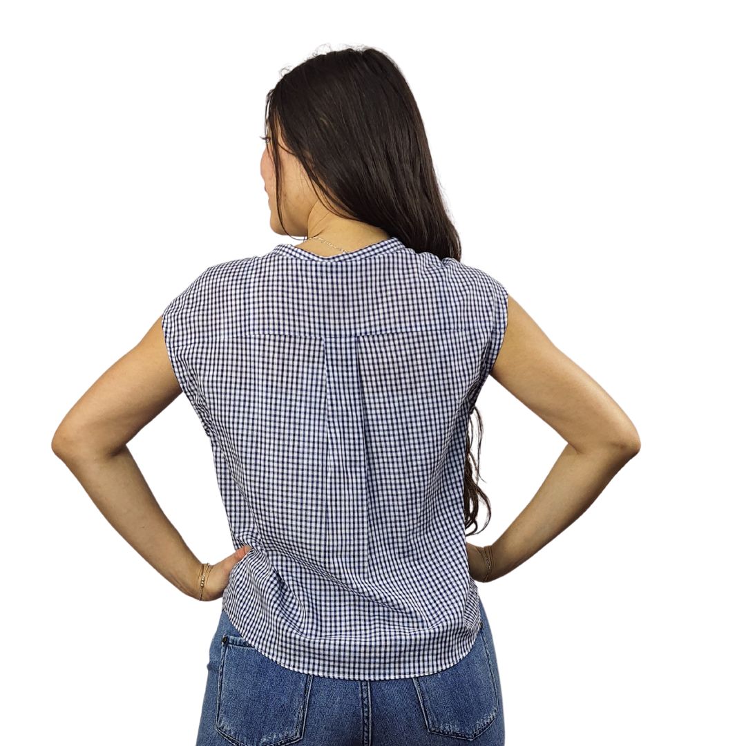Blusa Vero Moda Azul Style PAWN S/L SHIRT(FL)