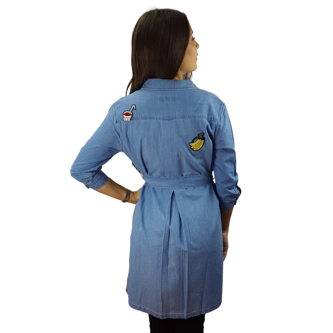 Camisa Vero Moda Azul Style FRUIT 3/4 DENIM SHIRT(MM)