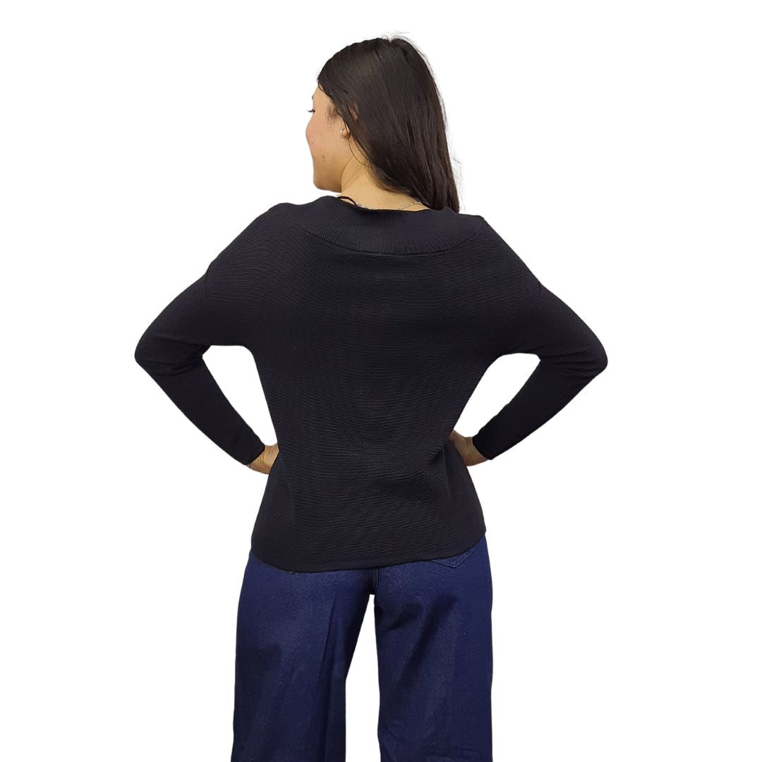 Blusa Vero Moda Negro Style JEFF L/S KNIT(RN)
