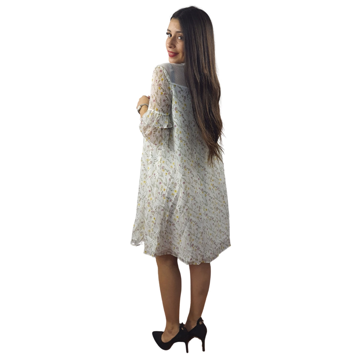 Vestido Vero Moda Blanco Style WILD FLOWERS 1/2 SHIRT DRESS(HH)