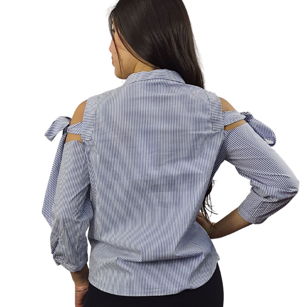 Blusa Vero Moda Azul Style BOW 3/4 SHIRT(NC)