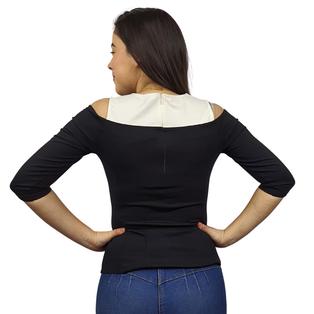 Blusa Vero Moda Negro Style YILIA 3/4 TOP(UM)