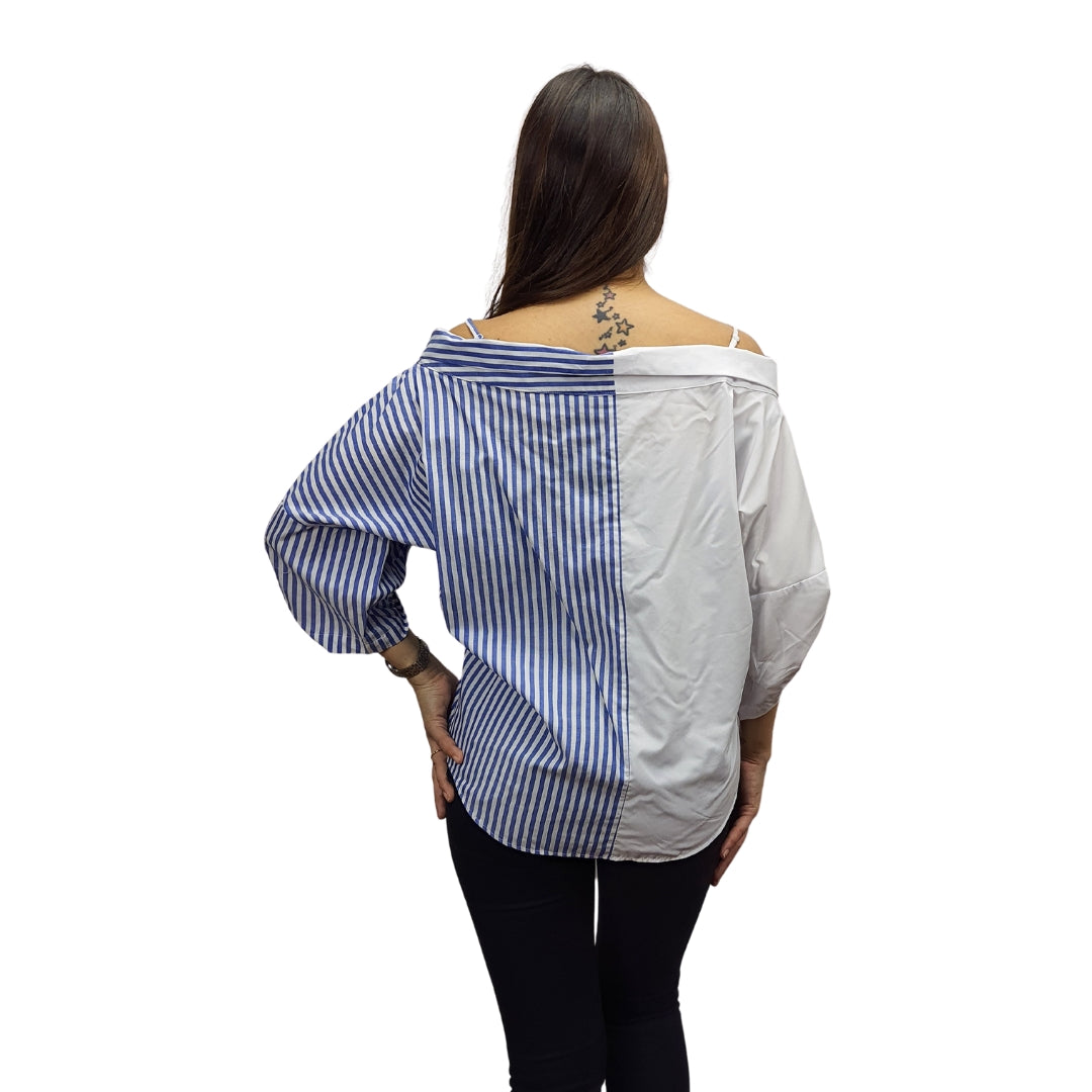 Blusa Vero Moda Blanco y Azul Style BRIDGE 3/4 SHIRT(SL)