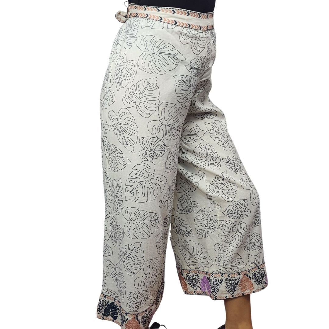 Pantalon Rapsodia Leaves Blanco