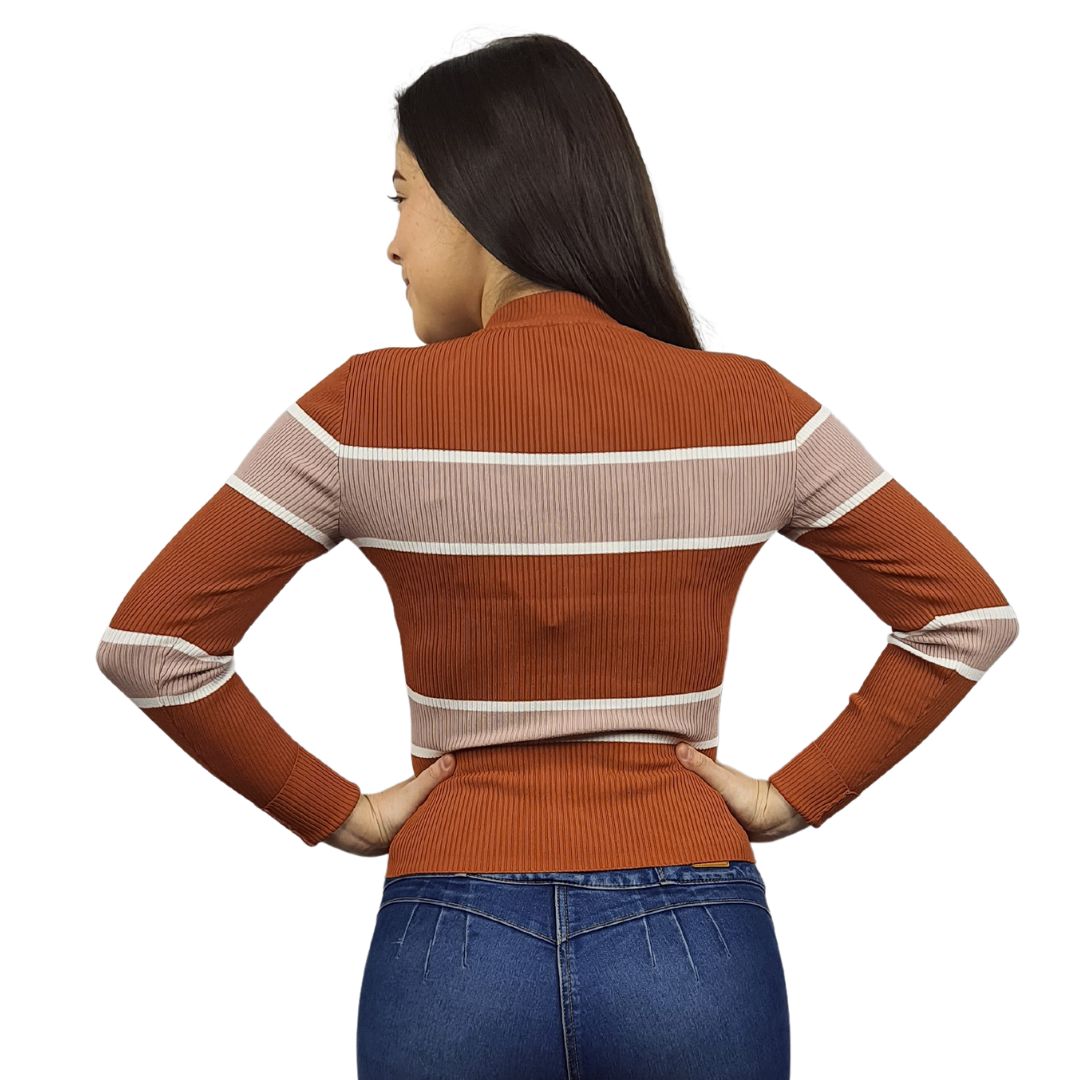 Blusa Vero Moda Marron Claro Style MIX L/S KNIT(RN)