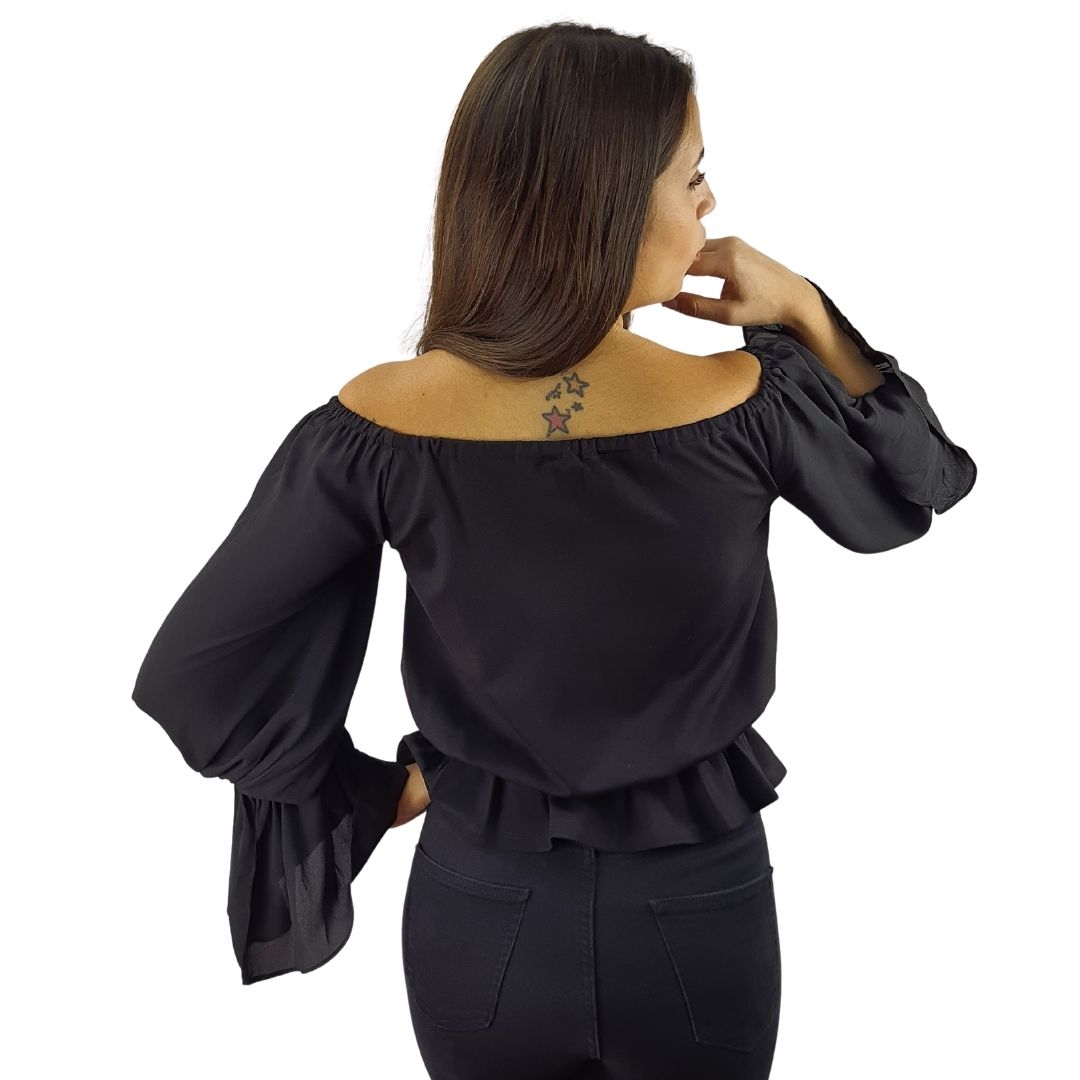 Blusa Vero Moda Negro Style SHAMI L/S JERSEY TOP(VMC-BJ)