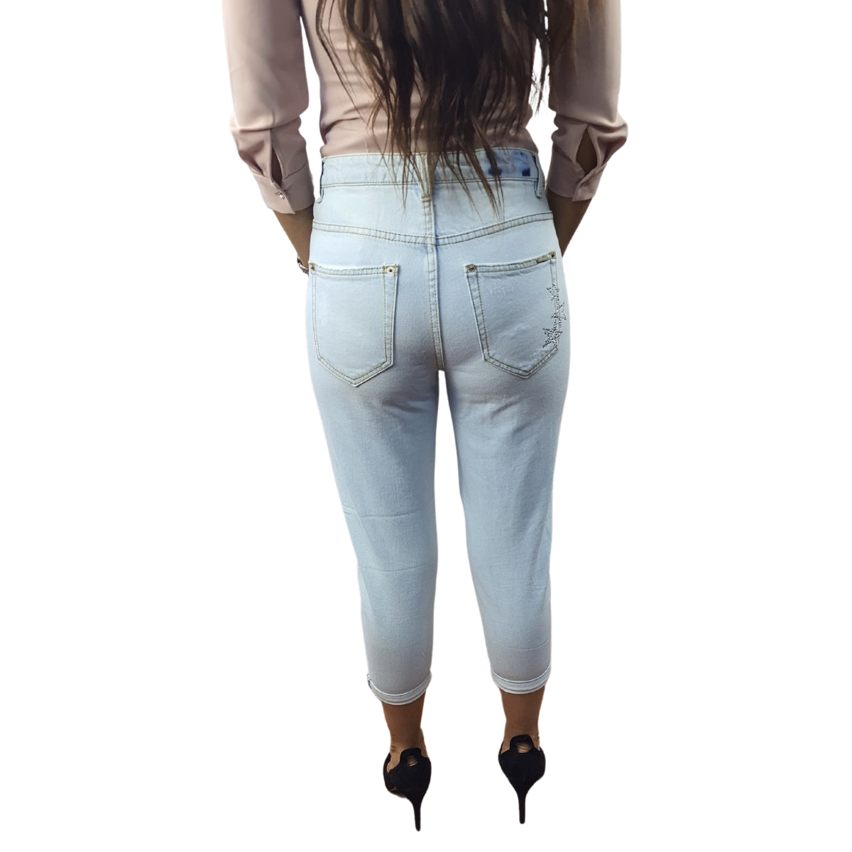 Jeans Vero Moda Azul Claro Style RAINBOW 7/8 BOYFRIEND JEANS(NE-ET-3)