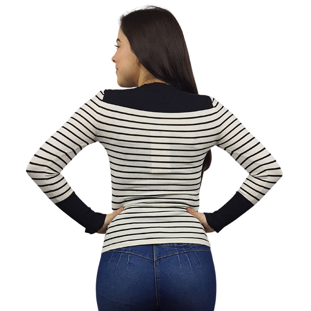 Sweater Vero Moda Blanco y Negro Style KOBOL L/S KNIT(UM)