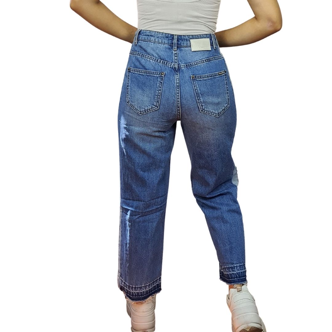 Pantalon Vero Moda Azul Style DEREK 9/10 MW STRAIGHT JEANS(NC)