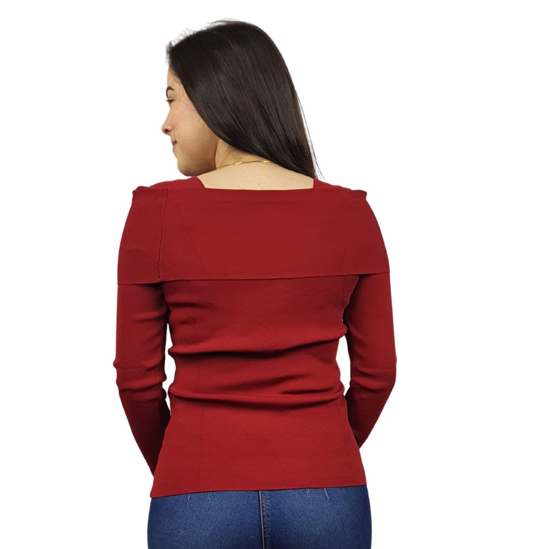 Blusa Vero Moda Burdeo Style CARRIE L/S KNIT(BT)