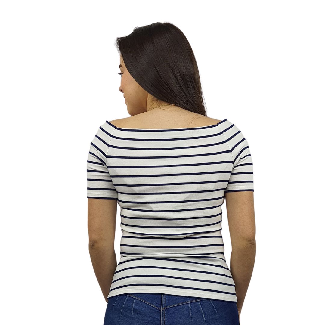 Blusa Vero Moda Blanco y Azul Style MESSI S/S TOP(MP)