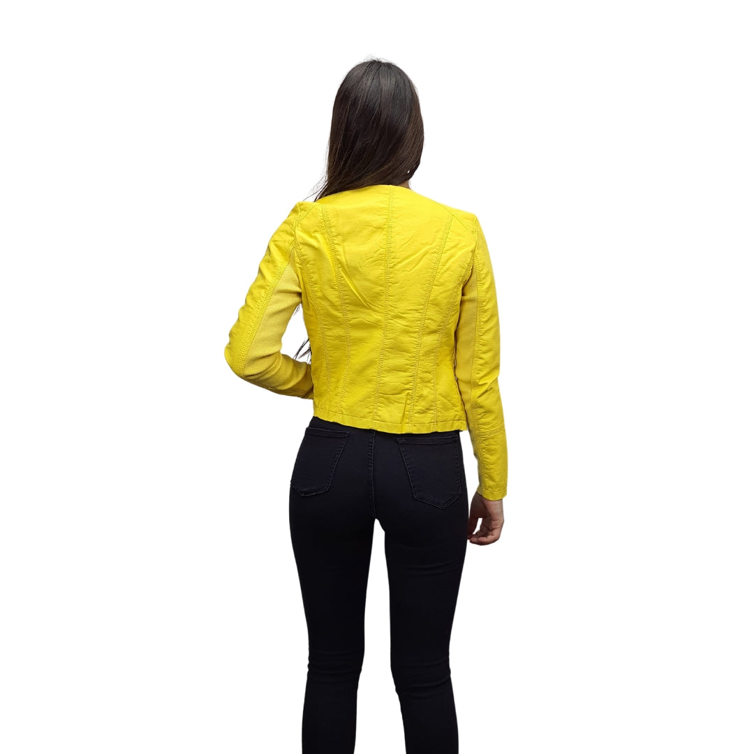 Chaqueta de Cuero Vmria Fav Short Faux Amarillo