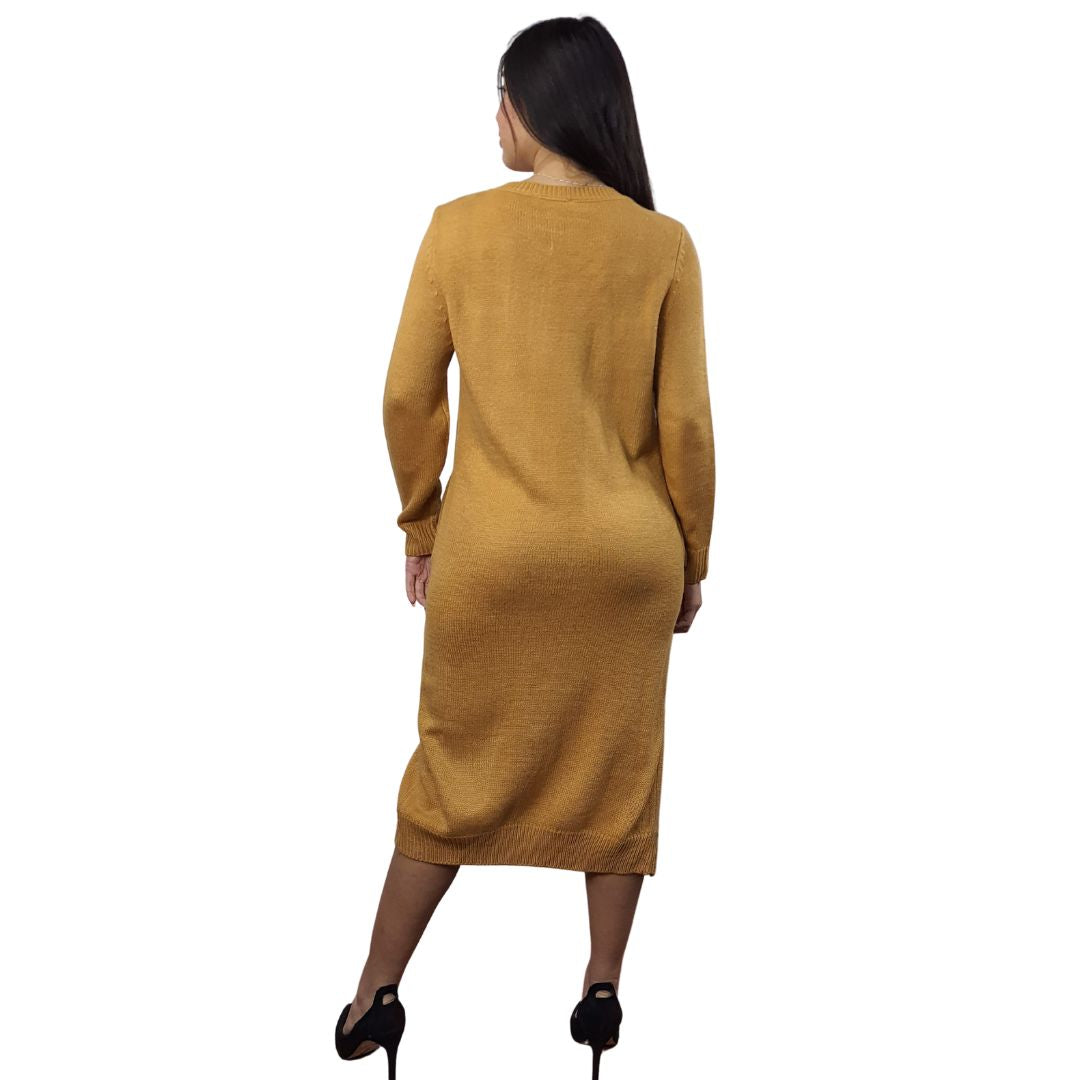 Vestido Vero Moda Marron Claro Style LAZY L/S KNIT DRESS(MW-EC-2)