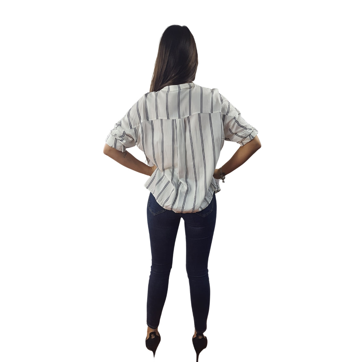 Blusa Vero Moda Blanco y Gris Style TINA 3/4 SHIRT SET(TP)