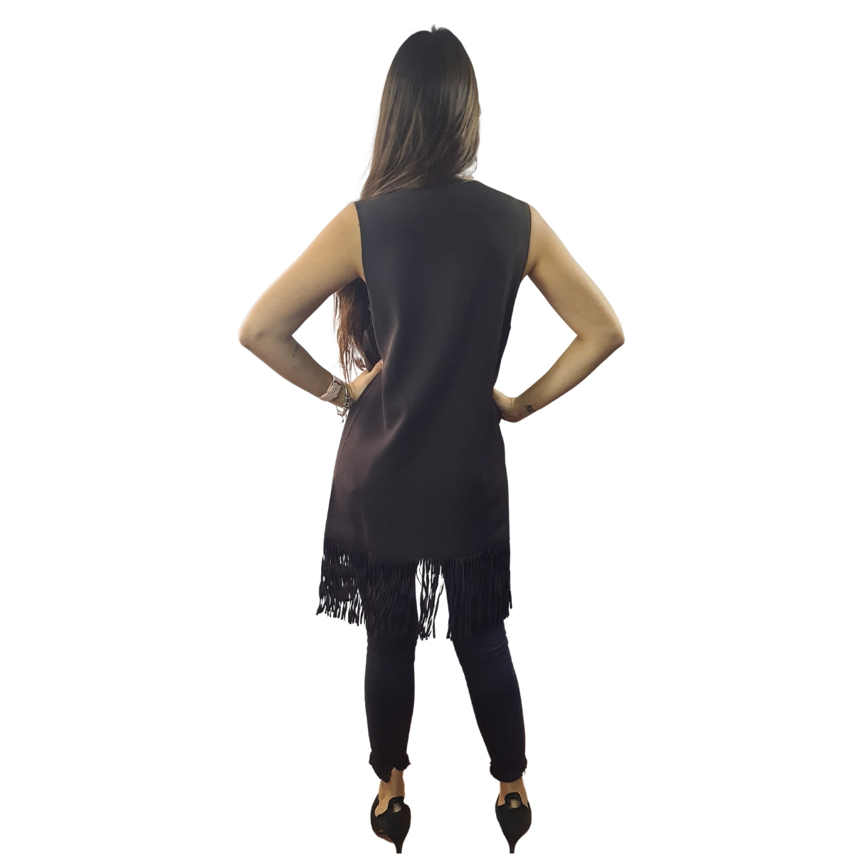 Tapado Vero Moda Negro Style TASSEL WAISTCOAT(MP)