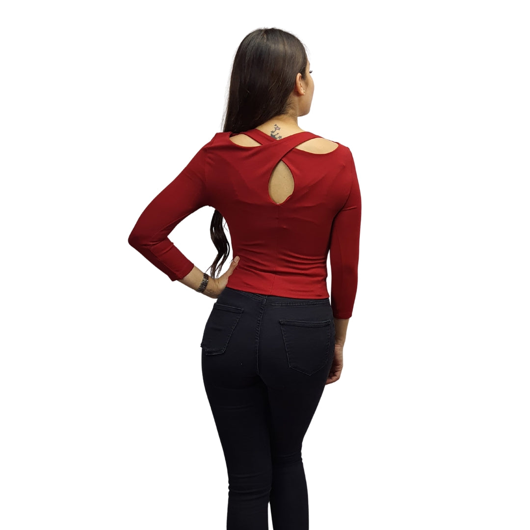 Blusa Vero Moda Burdeo Style ZENE 3/4 TOP(HH)
