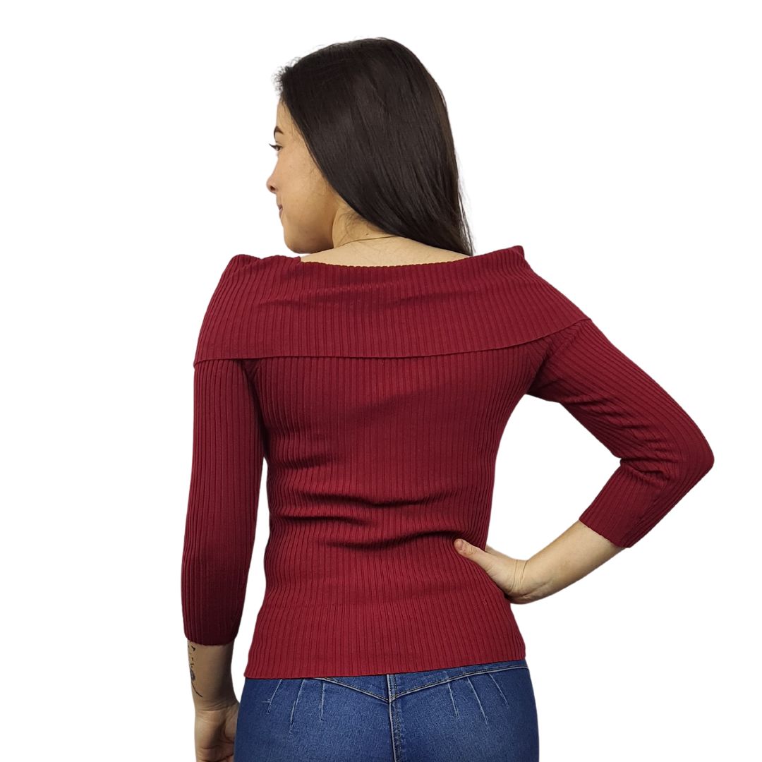 Blusa Vero Moda Burdeo Style BITTERSWEET 3/4 KNIT(UM)