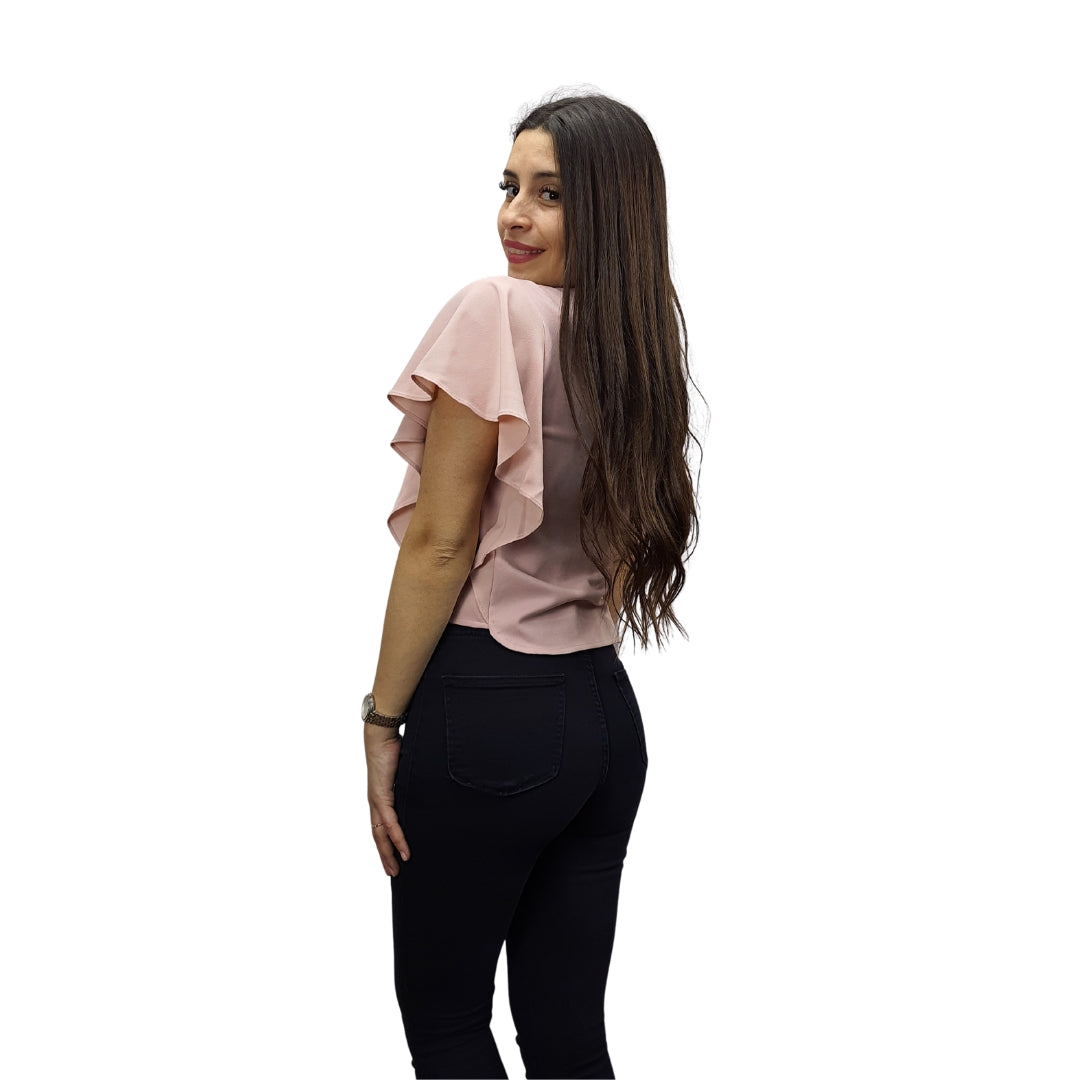 Blusa Vero Moda Rosa Vieja Style FRILL S/S JERSEY TOP(VMC-EL)