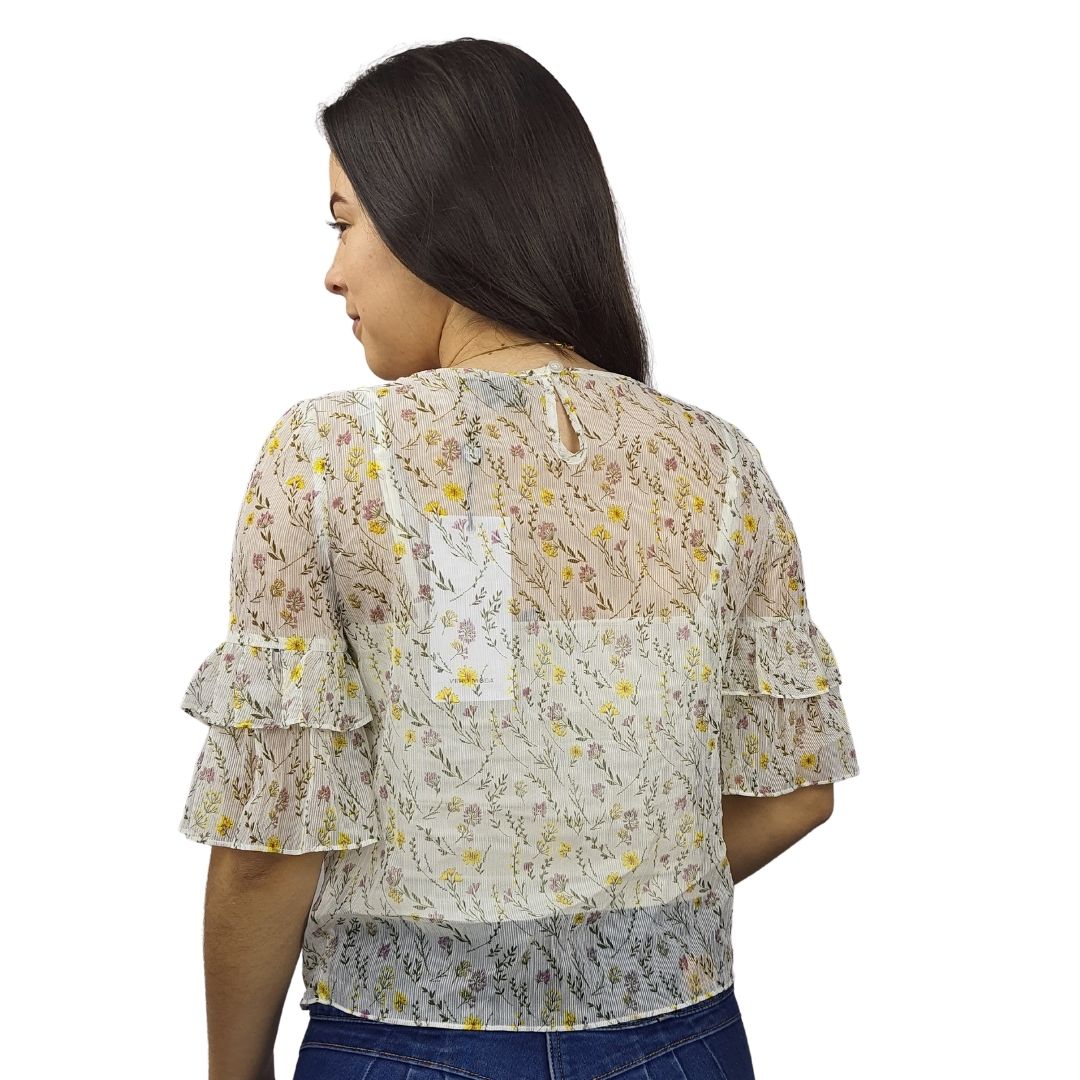 Blusa Vero Moda Blanco Style WILD FLOWERS 1/2 TOP SET(HH)