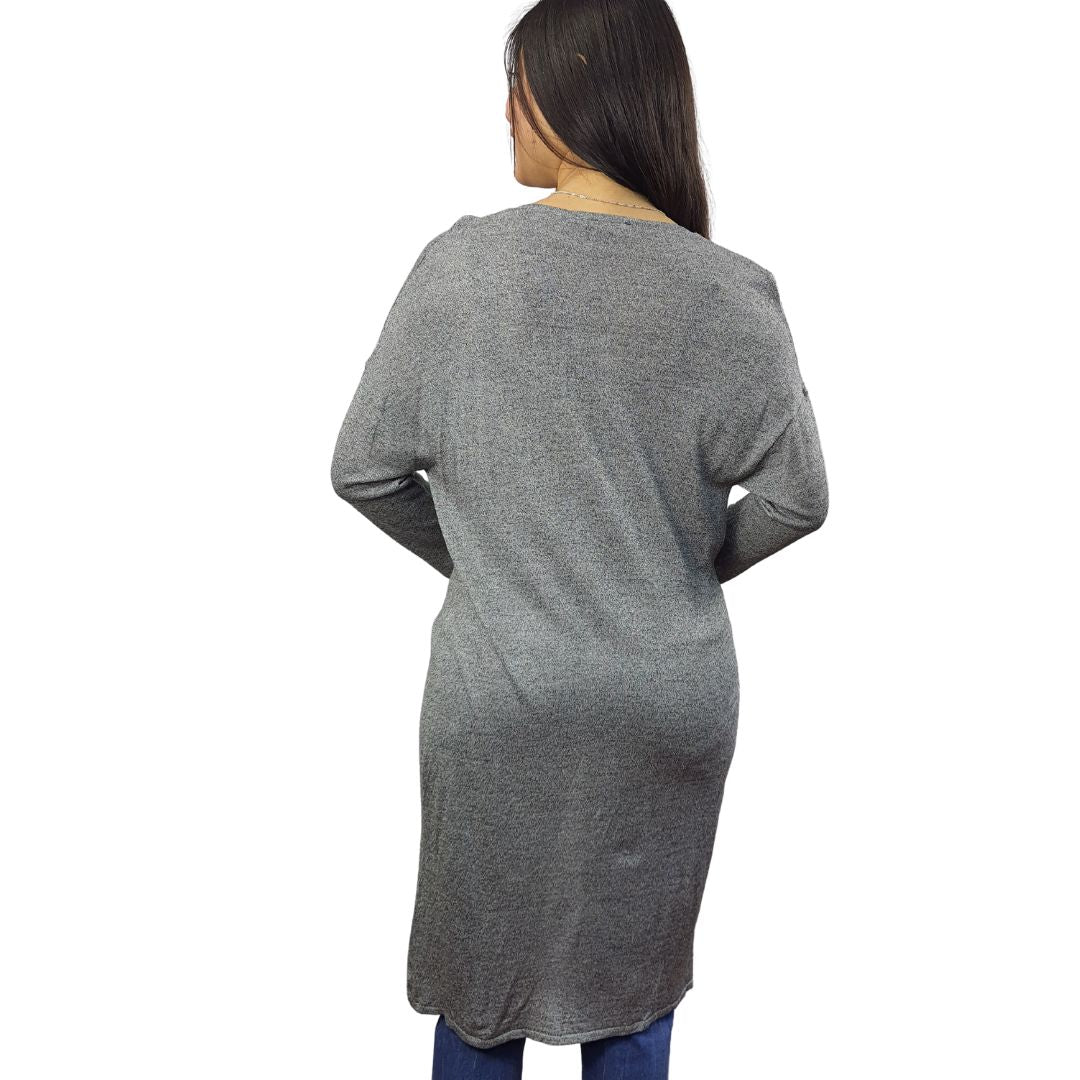Tapado Vero Moda Gris Style EC HALLIE 3/4 LONG CARDIGAN(UM)