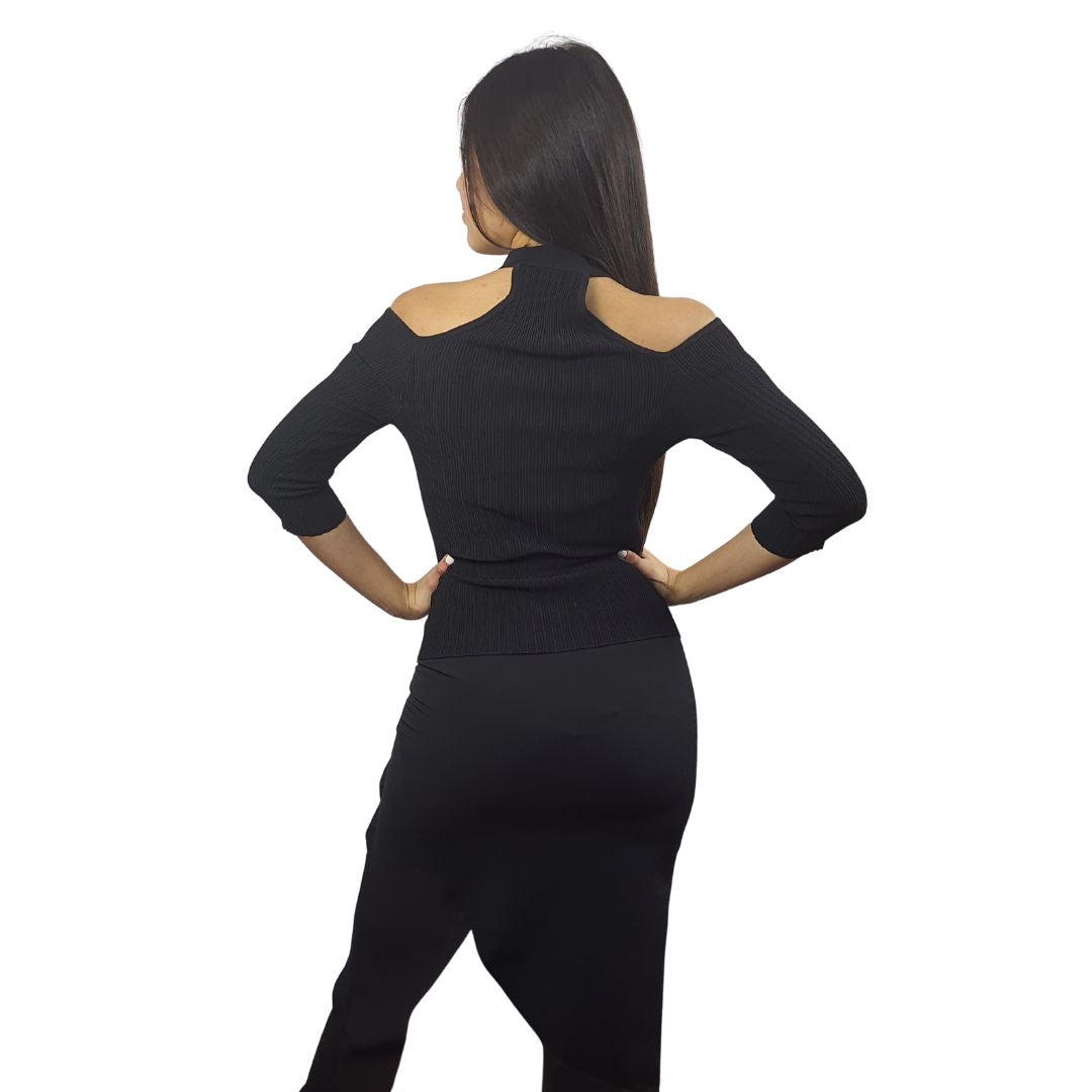 Blusa Vero Moda Negro Style DAWN OFF 3/4 KNIT(FL)