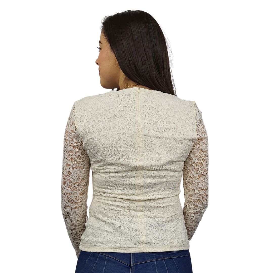 Blusa Vero Moda Beige Style LAUR L/S TOP(BT)