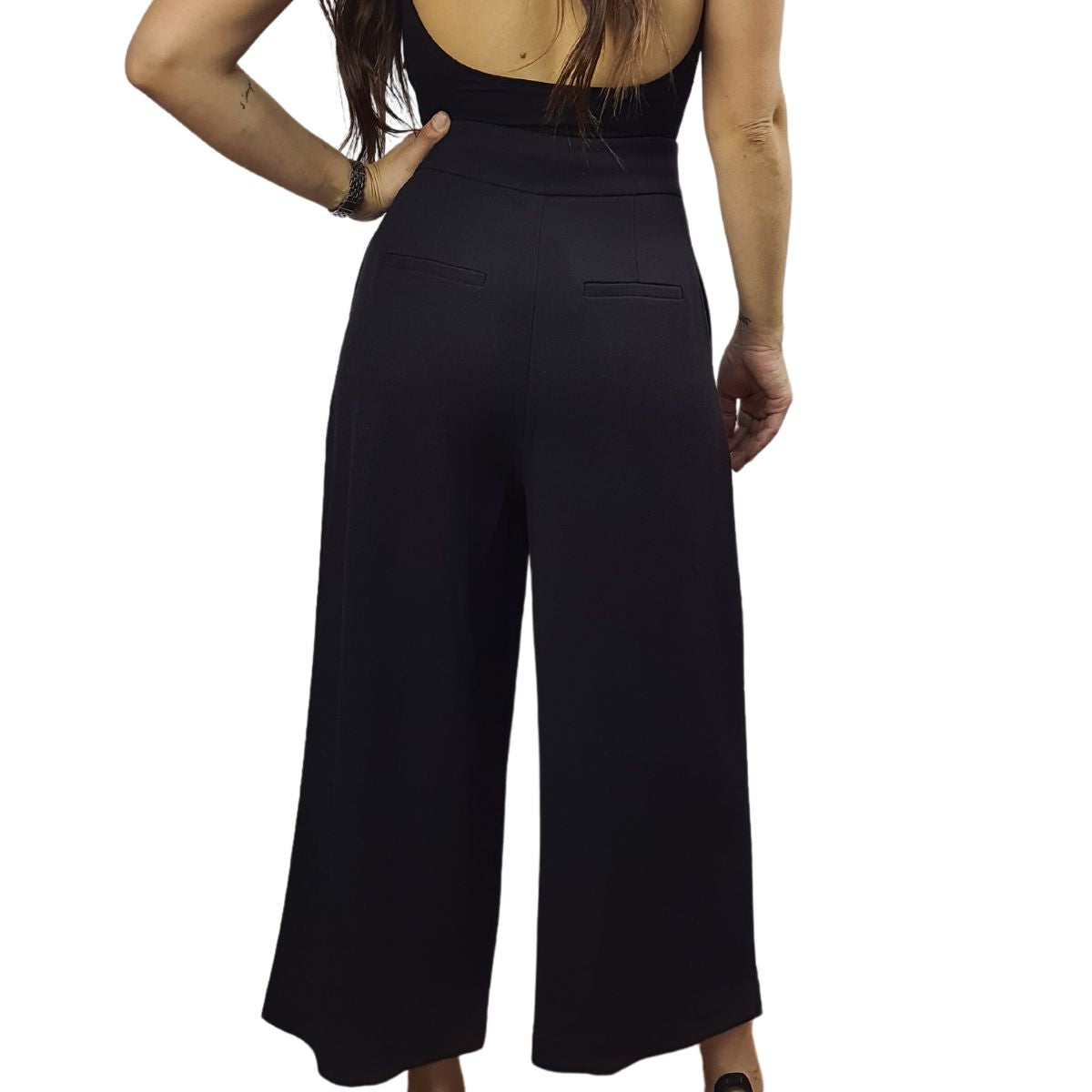 Pantalon Vero Moda Negro Style NICK 7/8 WIDE PANTS(VMC-FL)