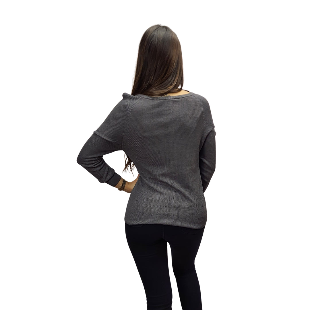 Sweater Vero Moda Gris Style EC BAMBOO L/S KNIT(UM)