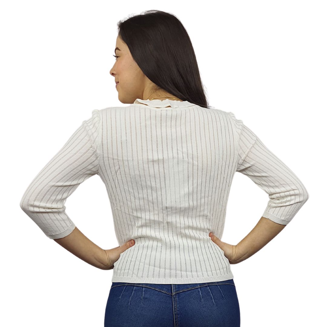 Blusa Vero Moda Blanco Style LEONARDO 3/4 KNIT(VMC-TP)
