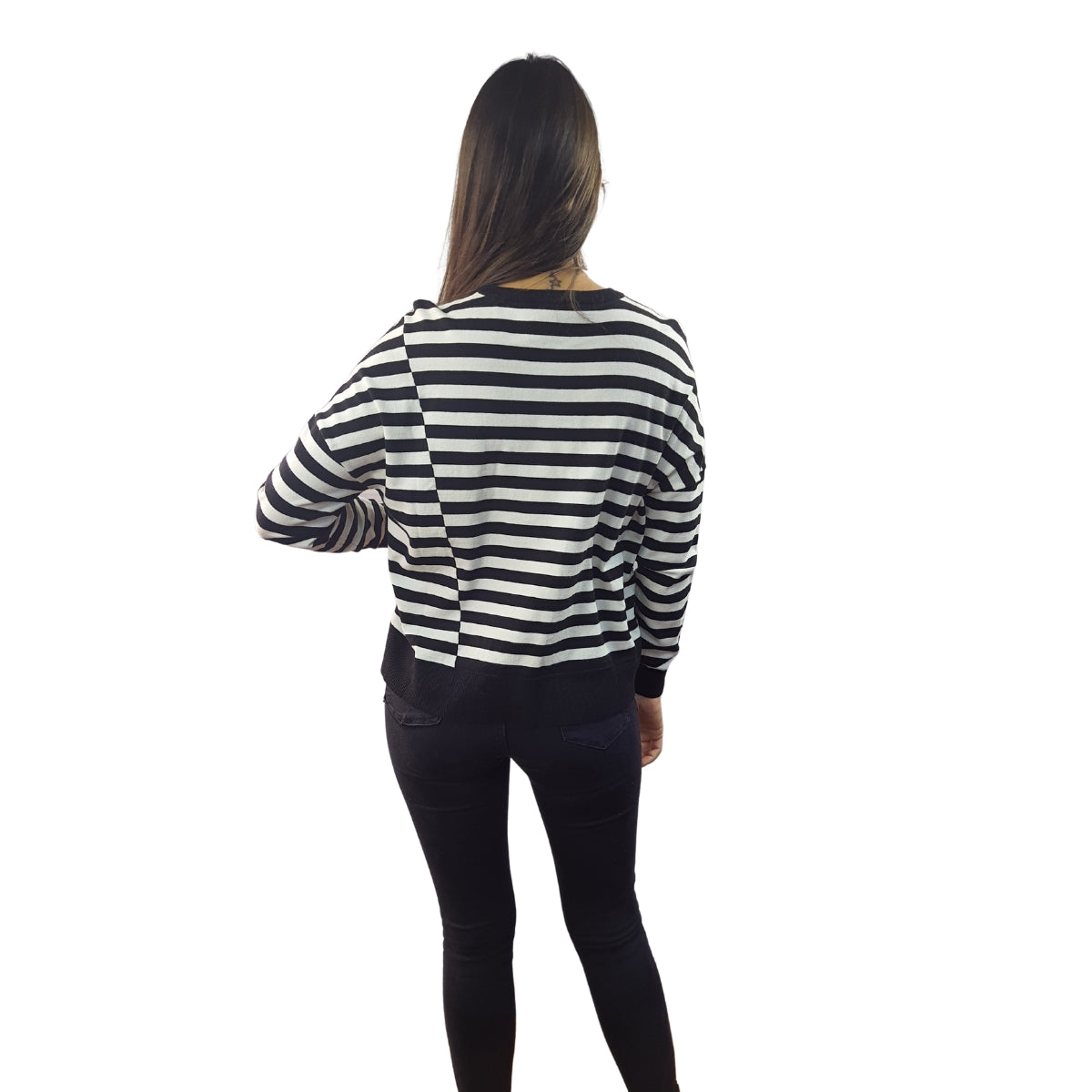 Sweater Vero Moda Blanco y Negro Style SLINE L/S KNIT(UM)