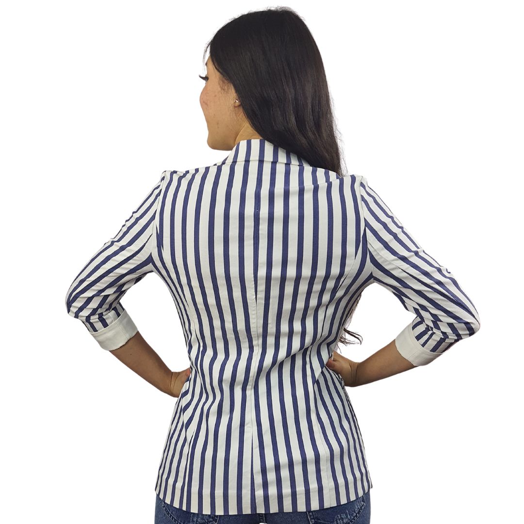 Blazer Vero Moda Azul y Blanco Style JENNY 3/4 BLAZER(VMC-PM-EC-2)