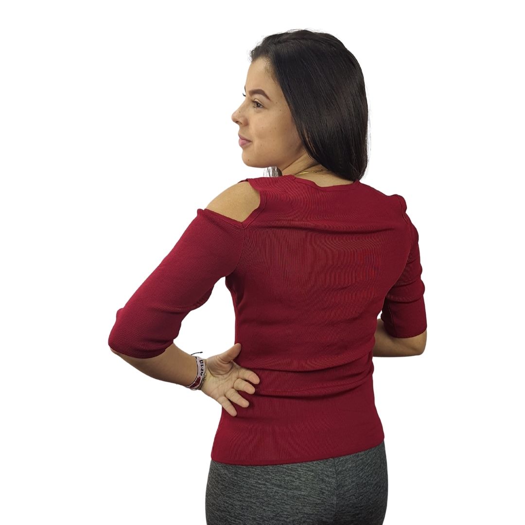 Blusa Vero moda Vinotinto Style DANCER 1/2 KNIT(VMC-NL)