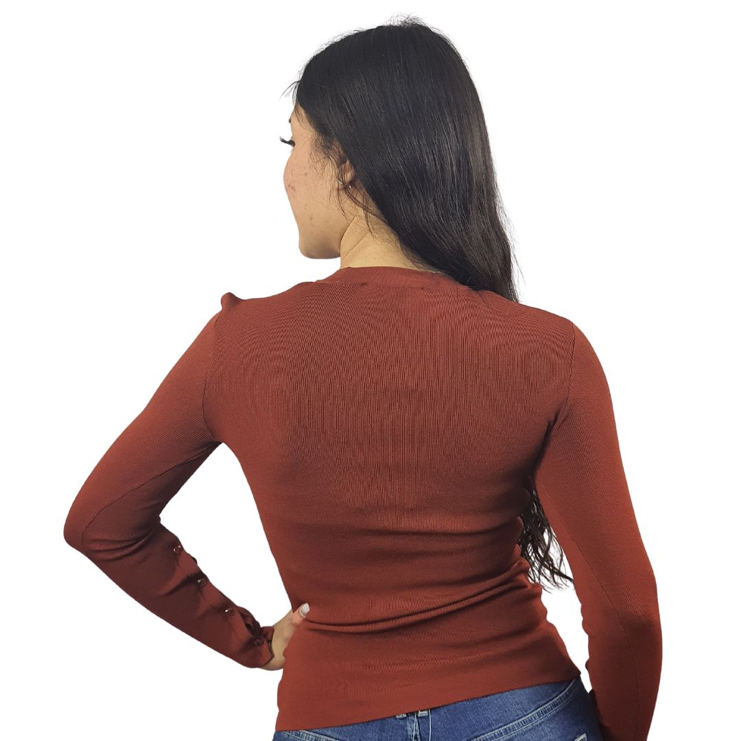 Blusa Vero Moda Marron Style BELLA L/S KNIT(VMC-UM)