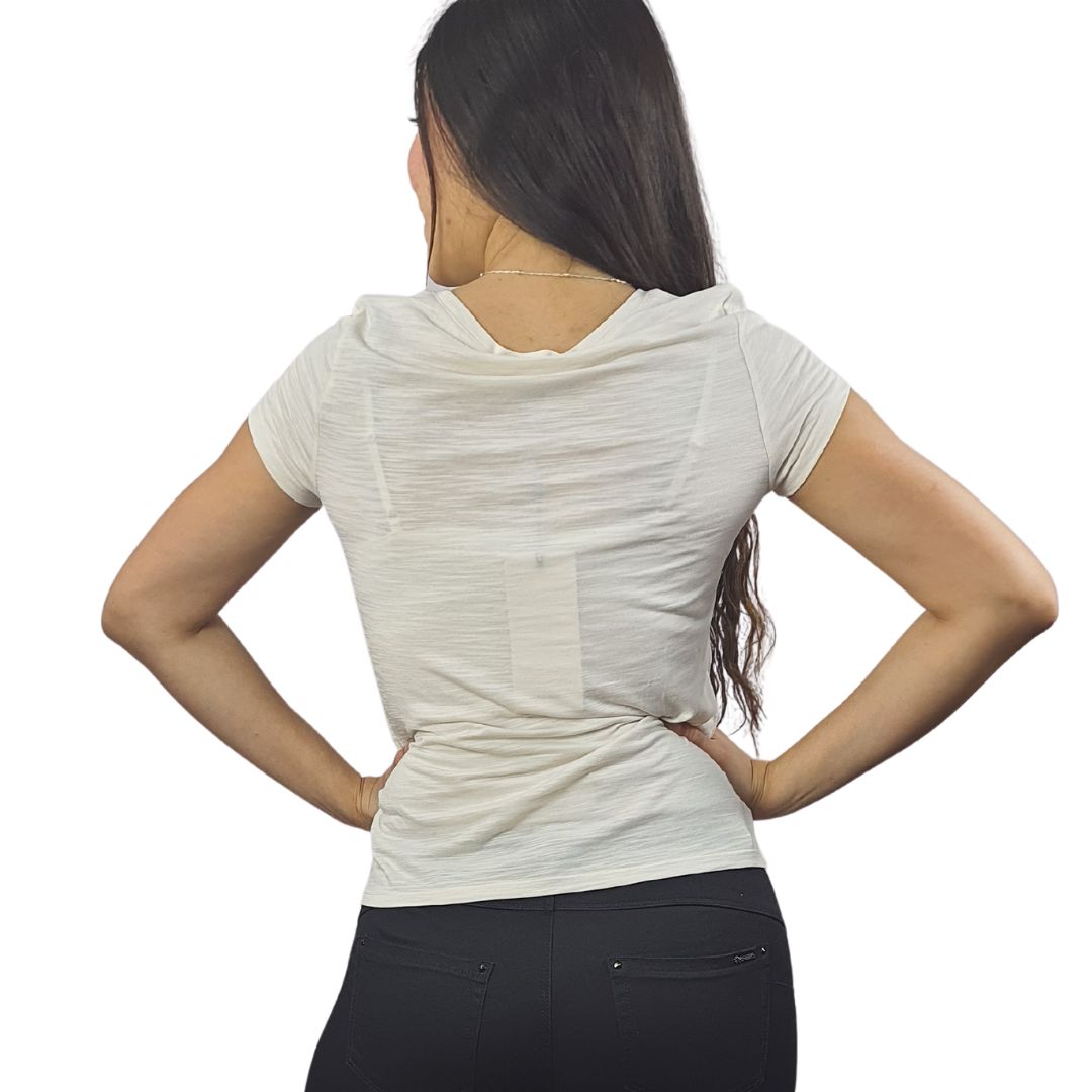 Polera Vero Moda Beige Style PAINT H S/S TOP(EL)