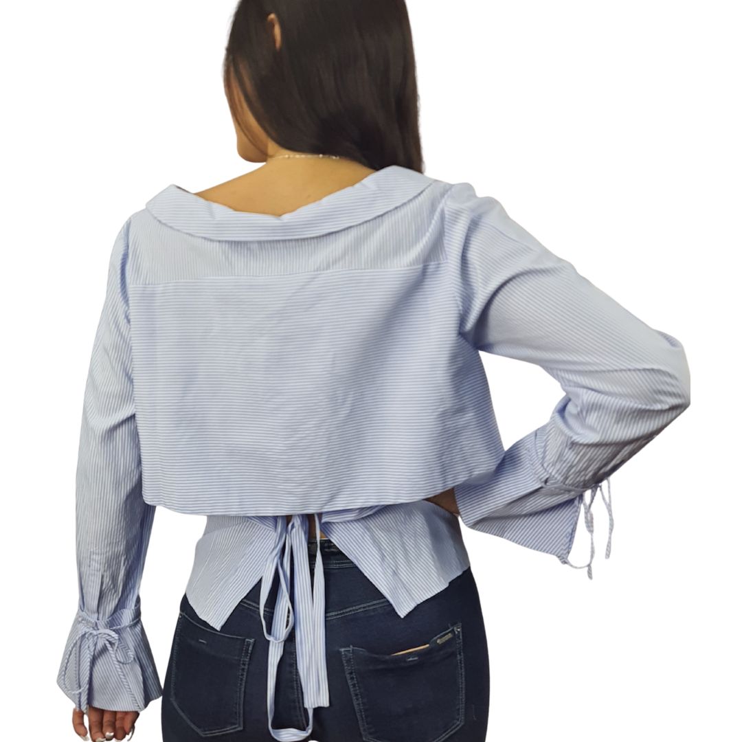 Blusa Vero Moda Azul Claro Style ALPINE STRIPE L/S SHIRT(FL)