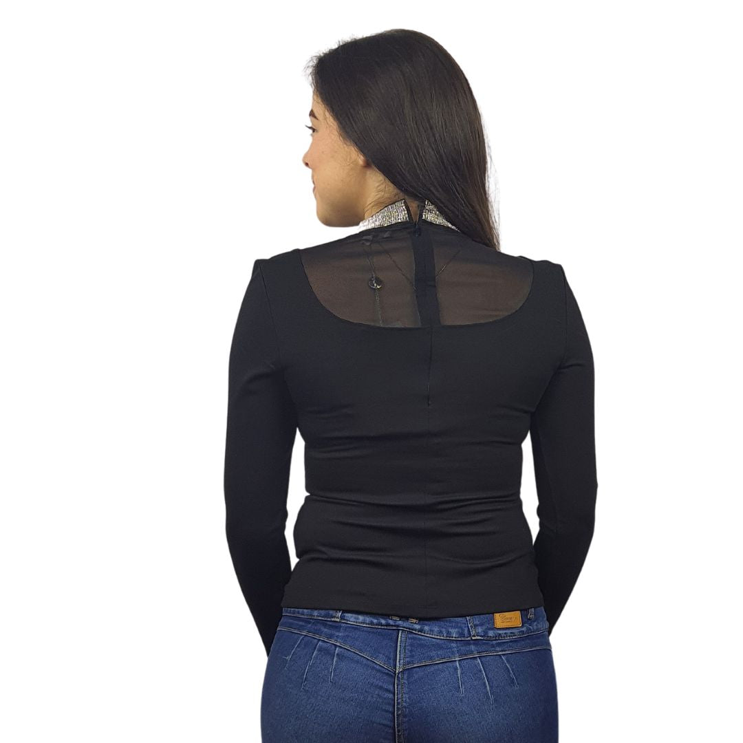 Blusa Vero Moda Negro Style SUSIE L/S JERSEY TOP(VMC-UM)