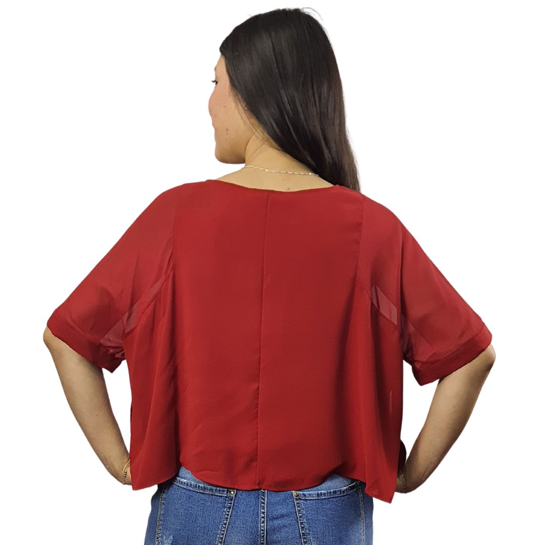 Blusa Vero Moda Burdeo Style ERICA 1/2 WOVEN TOP(VMC-HH)