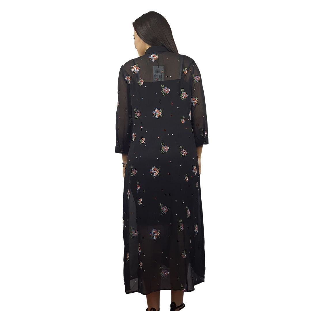 Vestido Vero Moda Negro Style CROSS 3/4 LONG SHIRT SET(NN)