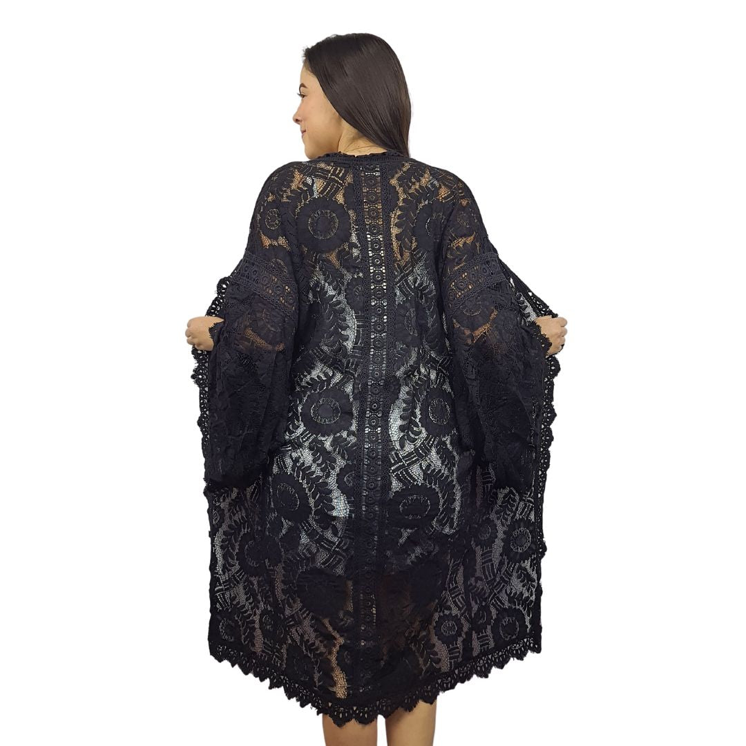 Bata de Pijama Vero Moda Negro Style LAUGH L/S ROBE(HOMEWEAR)