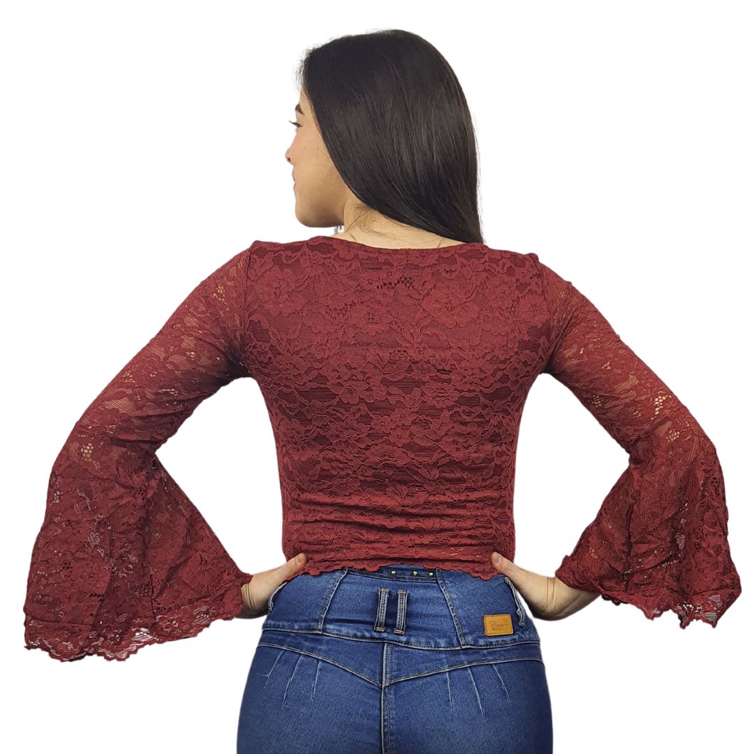 Blusa Vero Moda Burdeo Style KAMA L/S TOP(BT)