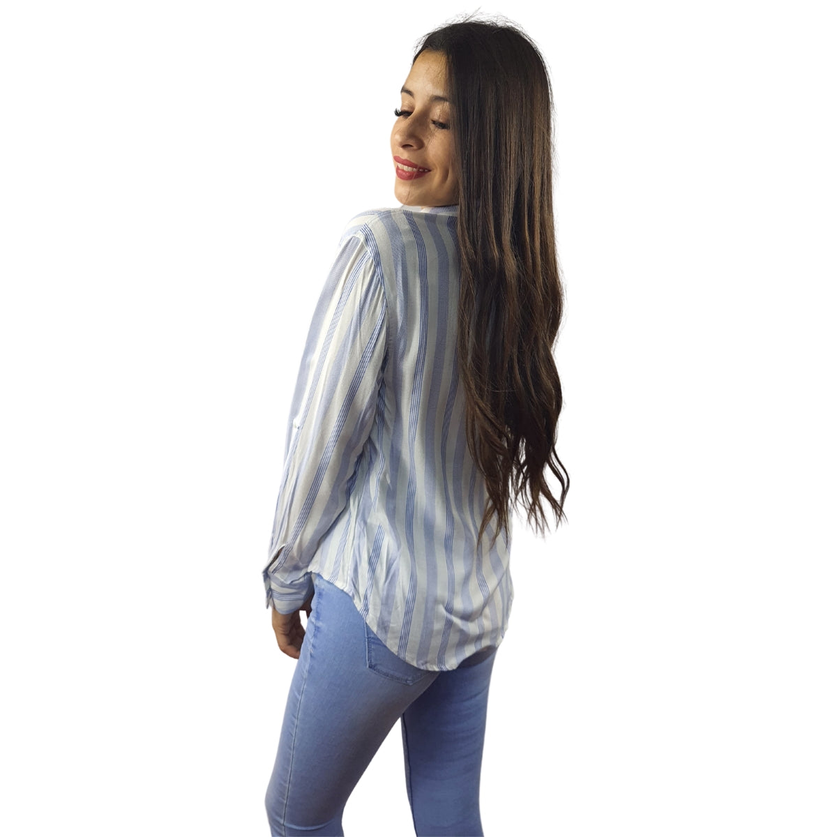 Blusa Vero Moda Azul Claro Style WISTARIA MULTI STRIPE L/S SHIRT(SL)