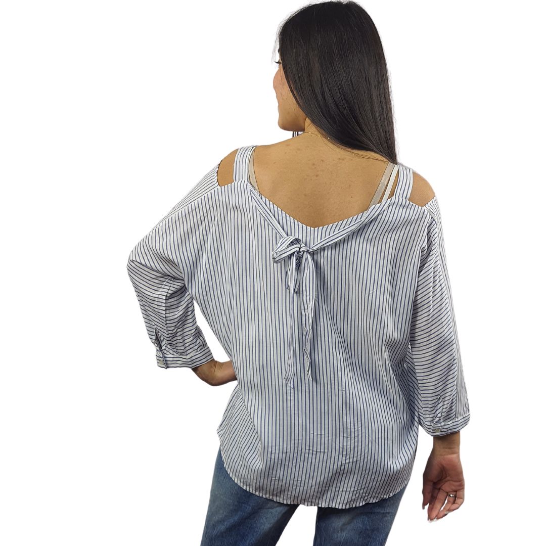 Blusa Vero Moda Blanco y Azul Style MADGE 3/4 SHIRT(SL)