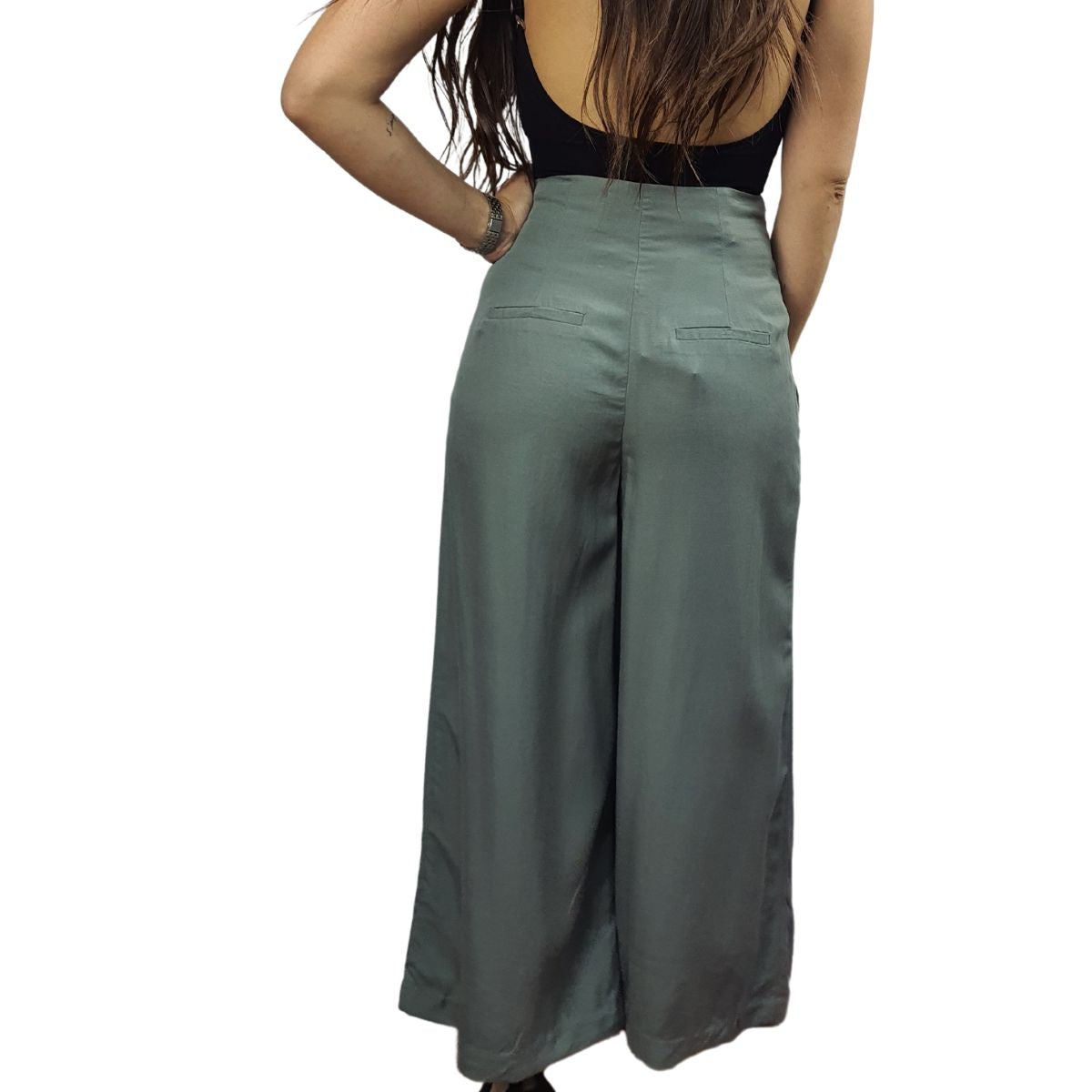 Pantalon Vero Moda Verde Style WITTY SOFT 9/10 WIDE PANTS(NR)