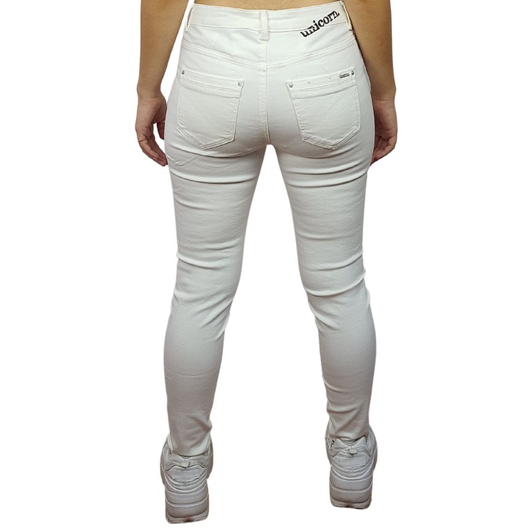 Pantalon Vero moda Blanco Style MIKE 9/10 MW X-SLIM JEANS(NC)